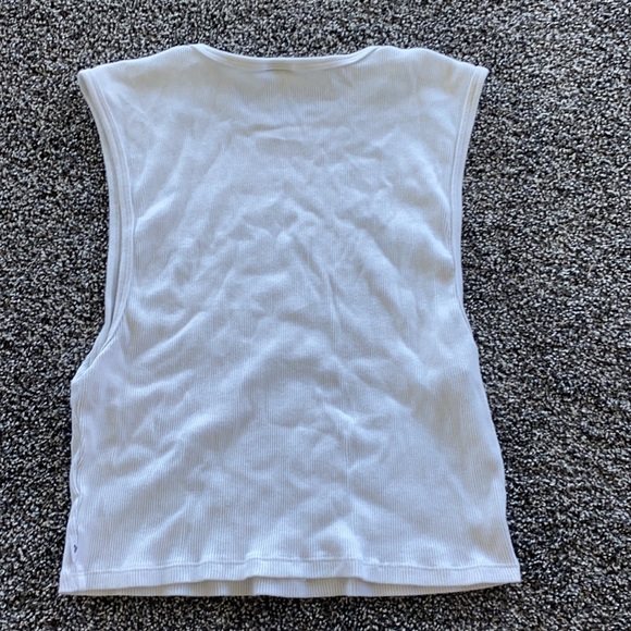 White muscle tee. Ribbed material, can be worn dressy or casual - Picture 2 of 3